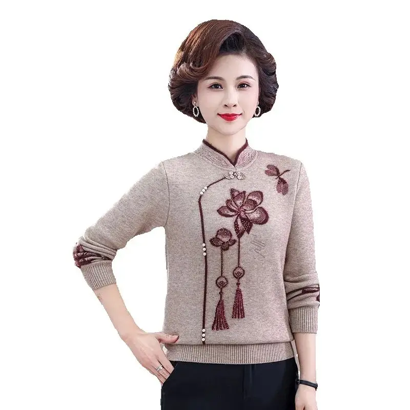 

Осенне-зимний женский свитер, пуловер, бархатный свитер среднего возраста с имитацией норкового флиса, толстая женская базовая рубашка, одежда для мам