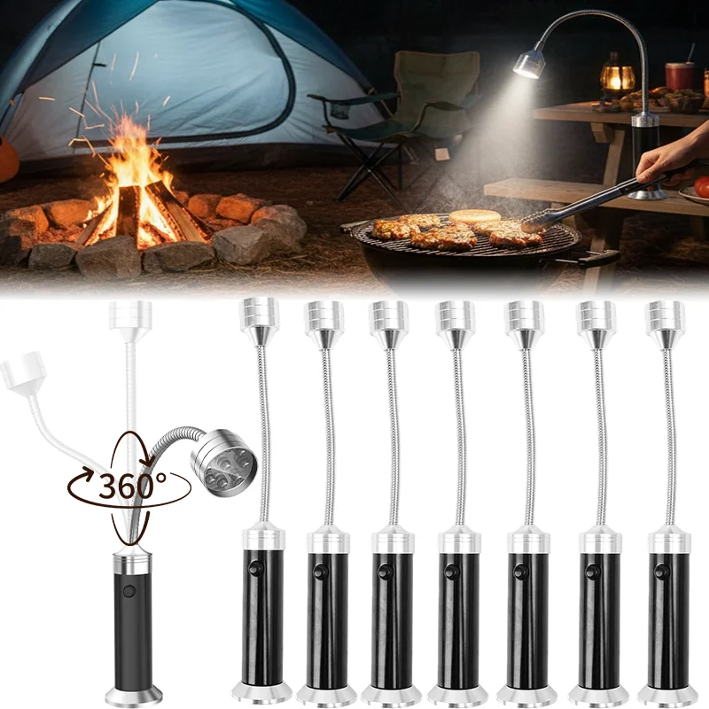 Grill Light for BBQ Outdoor Magnetic 9 LED Flexible Gooseneck Flashlight Bright Waterproof Camping Work Light for Mechanic