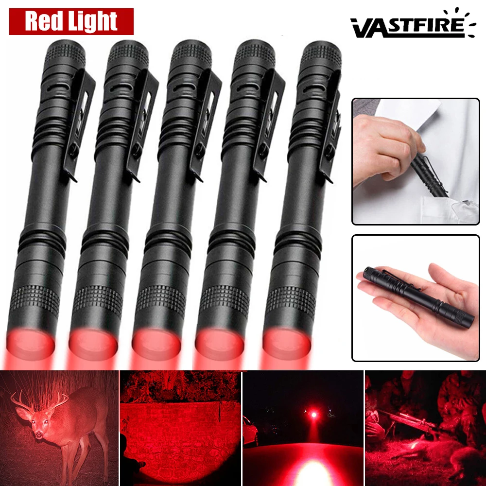 1-5PCS Mini Red Light Penlight Flashlight White/395nm Torch Pen Light with Clip Pet Dog Cat Urine Stain Detection Torch Lamp