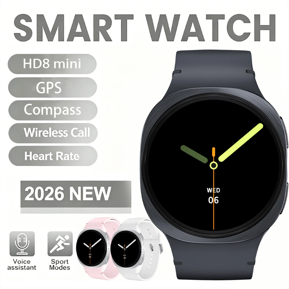 

2026 New Watches 8 Mini GPS Track Smartwatch Heart Rate Sleep Tracking Women's Health NFC SOS IP68 Waterproof Compass Smartwatch