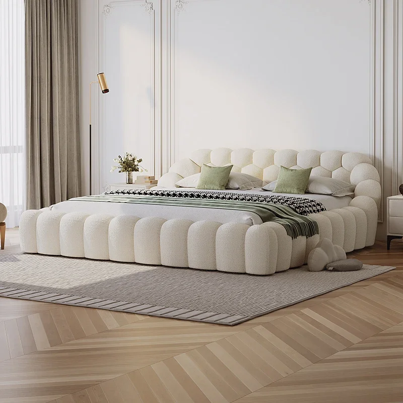 

Velvet Princess Double Bed Full Size Luxury Designer Queen Double Bed Platform Modern Wooden Letto Matrimoniale Furniture Home