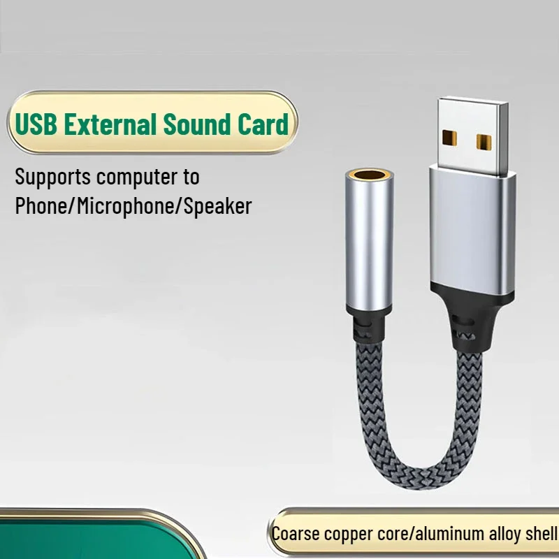 3.5mm To USB Adapter Phones Headphone Connect Computer Laptop External Sound Card Microphone Speaker Suitable for Apple Huawei