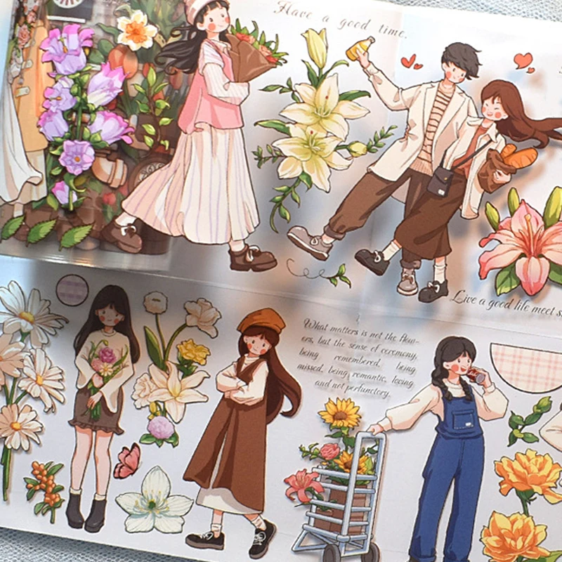 2/3m Cute Boys Girls Flower PET Tape Kawaii Japanese Washi Masking Tape Scrapbooking Adhesive Stickers DIY Journal Stationery