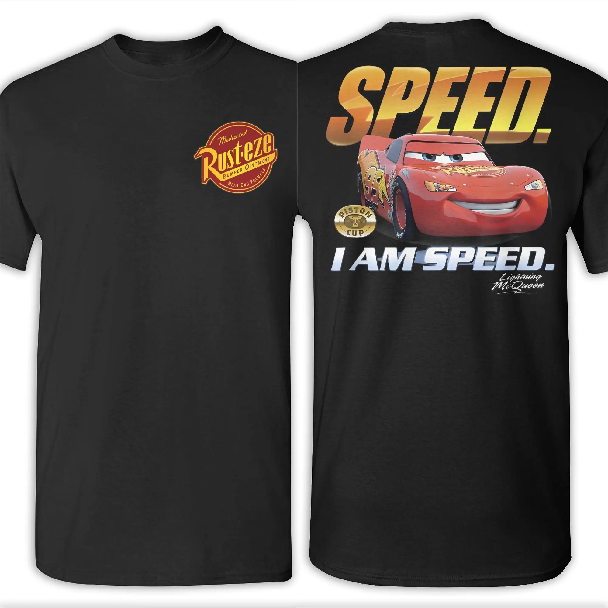 Cars Lightning McQueen Logo T-Shirts for Men Women Funny 100% Cotton Tee Shirt O Neck Short Sleeve T Shirts Double-sided Printed