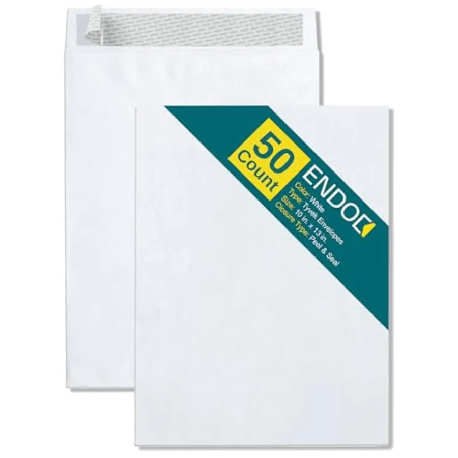 

Конверты Tyvek: устойчивые к разрывам и влаге, для каталогов и почтовых отправлений, с клейким клапаном, 10 x 13 дюймов, Tyvek ® Доставка почтовых отправлений