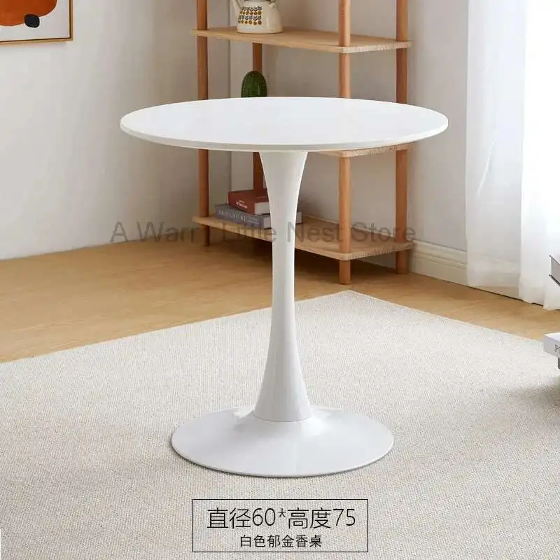 Mesa de centro redonda para jantar, sala de estar, ferro branco, baixos pequenos, minimalista, chá, metal, móveis nórdicos modernos