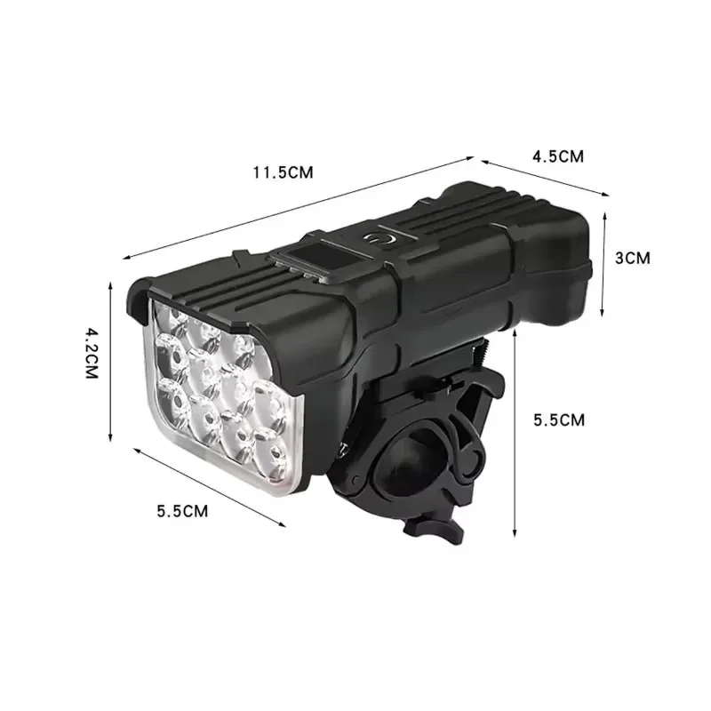 Bicycle Headlights with Horn 12 LED Bicycle Front Flashlight 140dB Loudly Speakers USB Rechargeable Waterproof Bike Lamp Bells - view 5