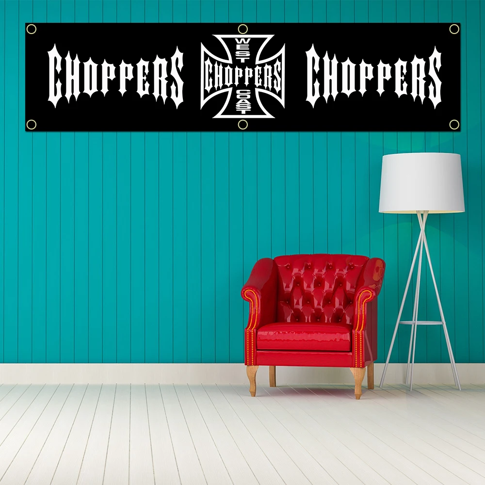 45x180cm West Coasts Chopper Motorcycle Banner Flag Polyester Printed Garage Wall Art Outdoor Decorations Tapestry