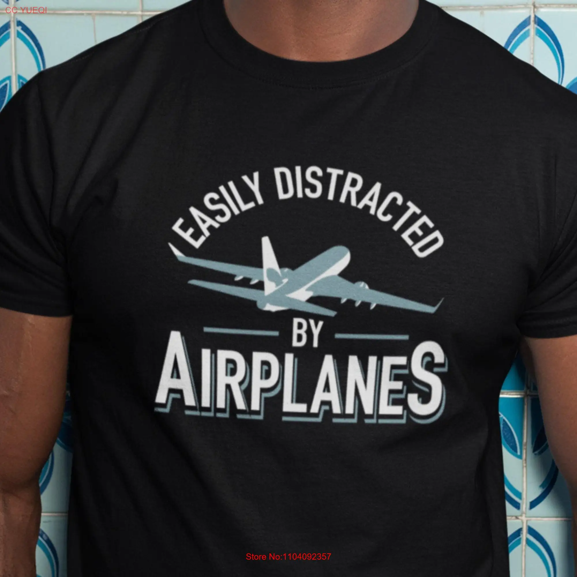 Easily Distracted by Airplanes for Airplane Lover Funny PiloT T Shirt Retro Vintage Plane Aviation Aviator Birthday