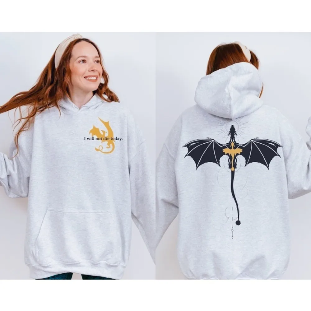 Dubbelzijdig Violet Sorrengail's Dragon Mark Hoodie Vierde Vleugel Capuchon Boekenliefhebber Cadeau voor Boekenliefhebber Mannen Vrouwen Kleding