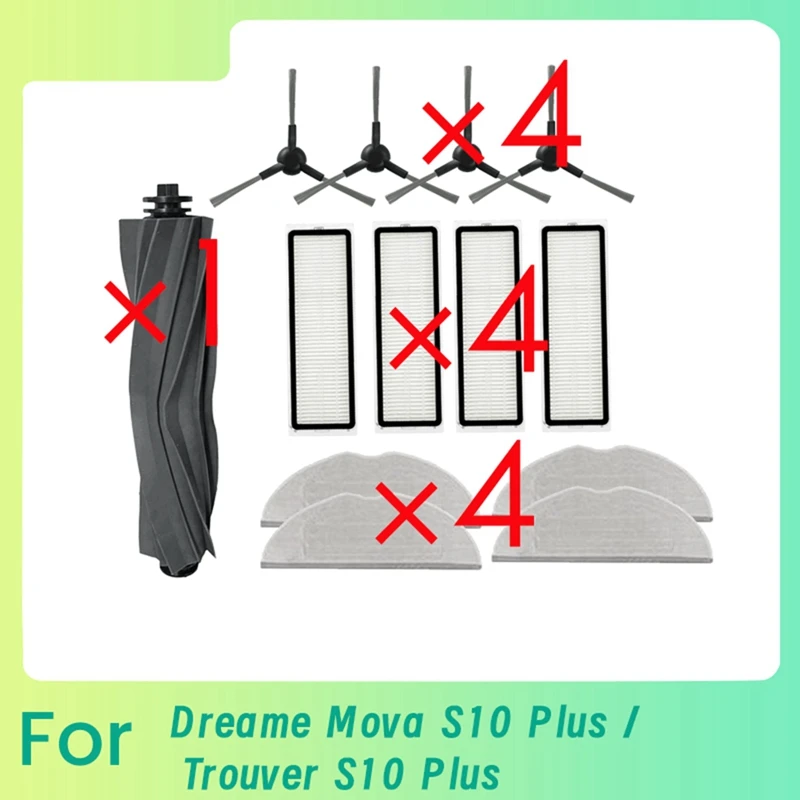 13 Pcs For Dreame Mova S10 Plus / Trouver S10 Plus Sweeping Robot Main Side Brush Mop Filter Cleaner Parts Replacement