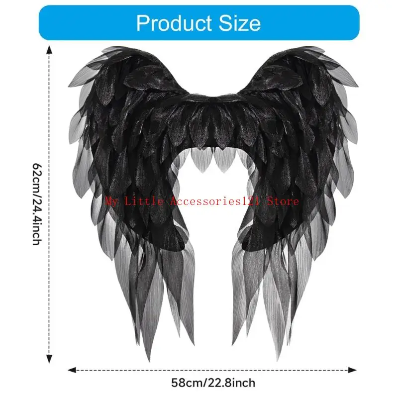 Fluering Black White Organza Failies Wing Sicuro Cingcio confortevole Accessorio in costume da festa Halloween