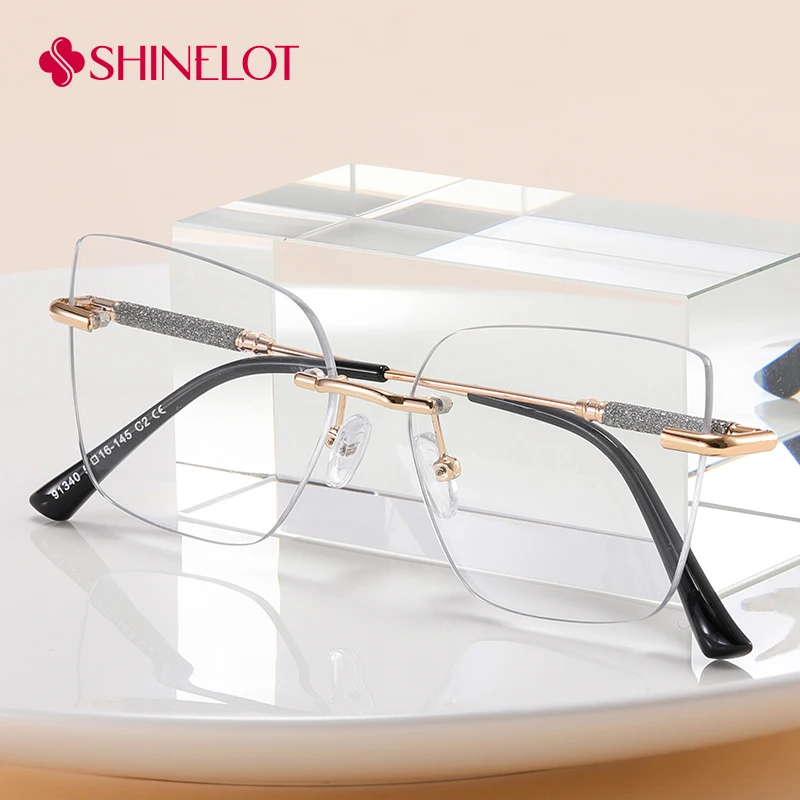 

91340 Cute New Craft Frameless Cat Eye Eyeglasses Eye Protection Glasses Youth Style All Face Shapes Party Eyewear