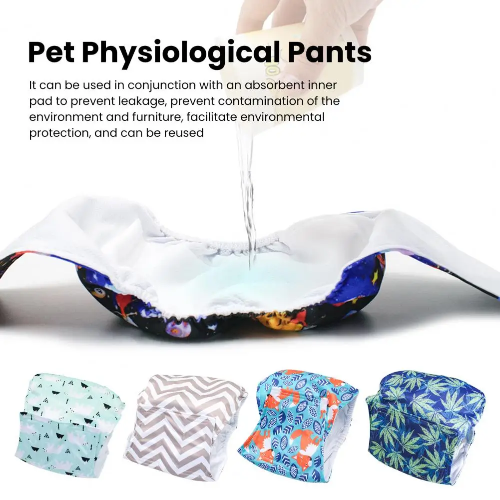 Comfortable Dog Diaper Cartoon Print Male Dog Diaper with Fastener Tape Washable Lightweight Dog Belly Band for Pet Menstrual