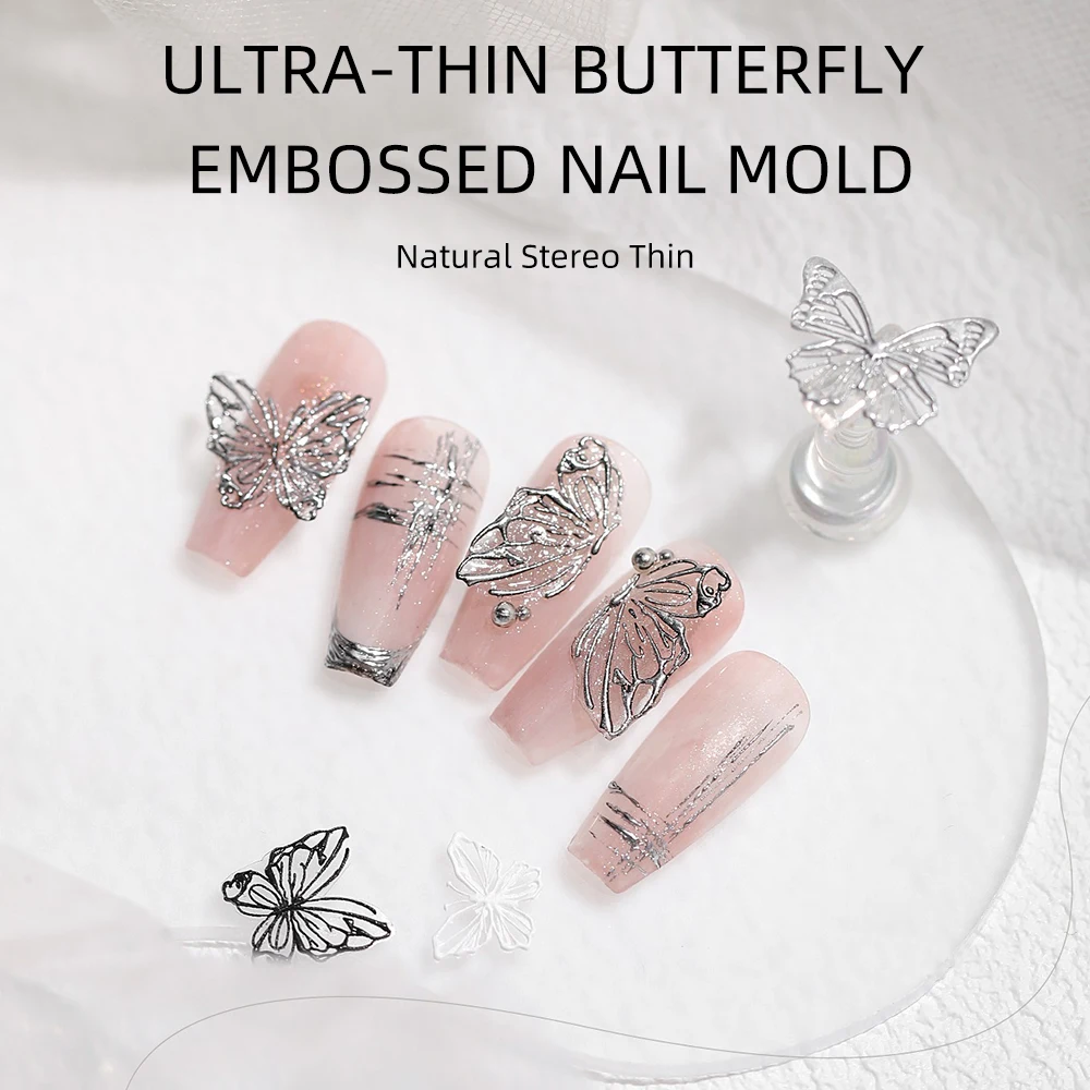 

1Pcs Transparent Relief Silicone 3D Nail Art Mold Butterfly Decoations Mould DIY Stamping plates Nails accessories and tools