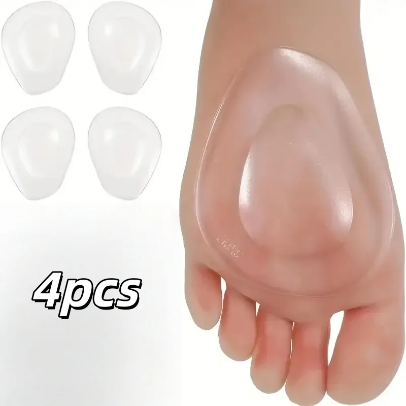 앞발 쿠션 젤 패드 4개 - 하이힐을 위한 재사용 가능한 앞발 패드로 발 압력을 완화하고 미끄럼 방지 충격 패드