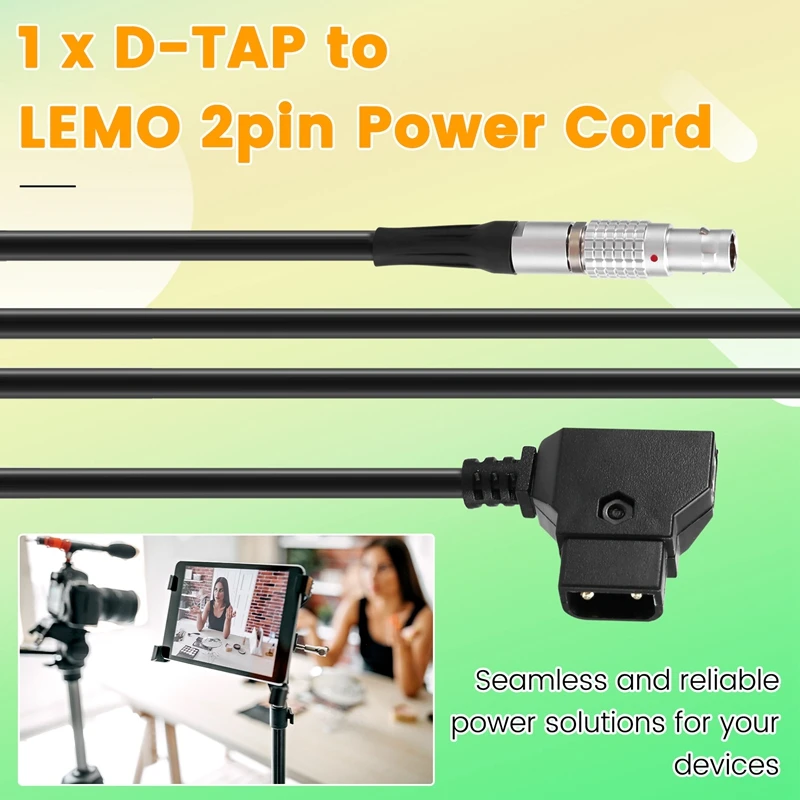 Cable de alimentación macho duradero de D-TAP a LEMO de 2 pines para solución de fuente de alimentación de Monitor Teradek Bolt Pro 300 RX