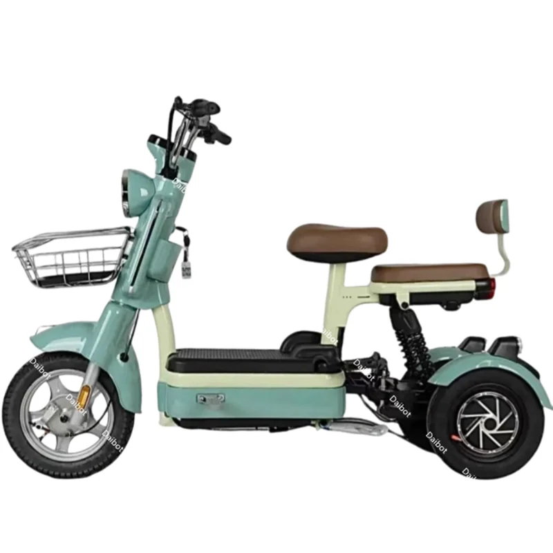 Parent Child Dual Motor Electric Tricycle For Elderly With Two Seats 800W 48V Blue/Green lightweight mobility scooter 3 wheel