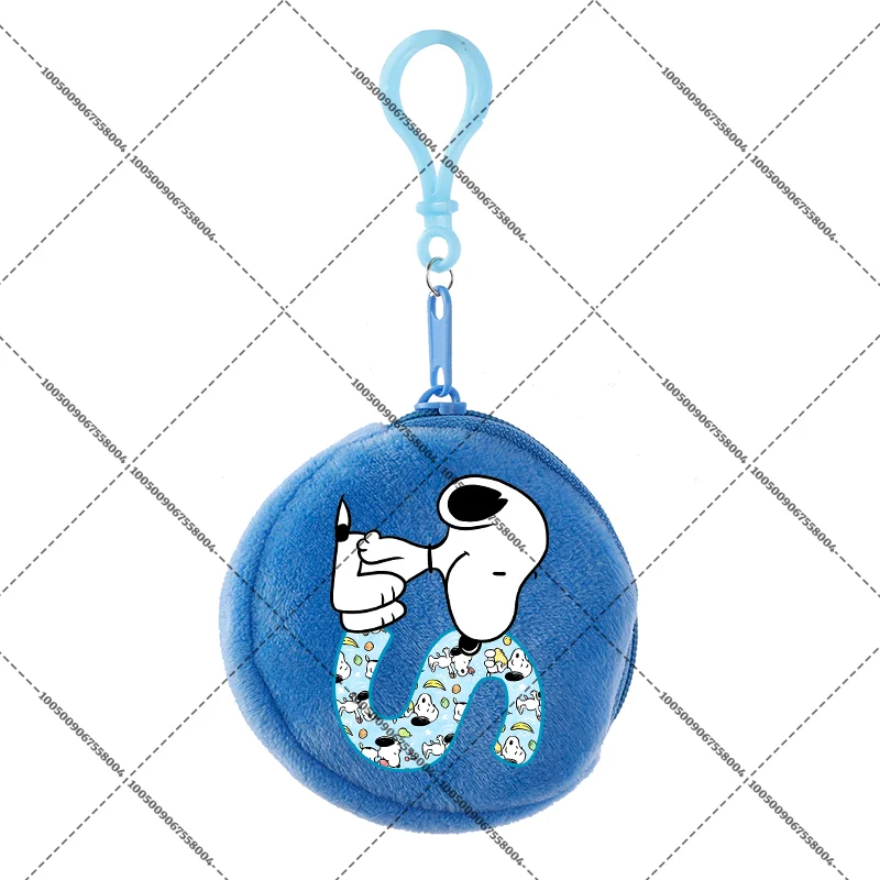 Portfelik z okrągłym zamkiem błyskawicznym Snoopy, literki A-Z, zwierzątko, etui na monety, urocza mała torba do przechowywania, figurka anime, prosty breloczek, portmonetka, prezent urodzinowy