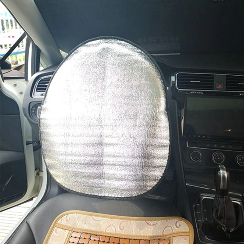 Car Steering Wheel Cover Car Steering Wheel Sun Shade Double Thick Sun Protection Foldable Anti-uv Sunscreen Car Supplies Silver