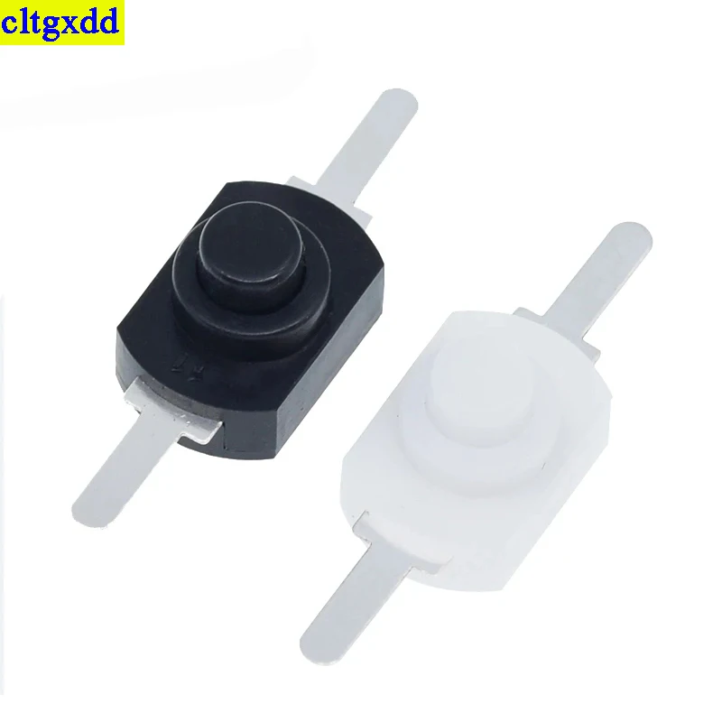 Cltgxdd 10piece/batch DC 1A/30V 12 * 8mm Balck/white 2-pin mini button switch 12x8mm for flashlight self-locking switch