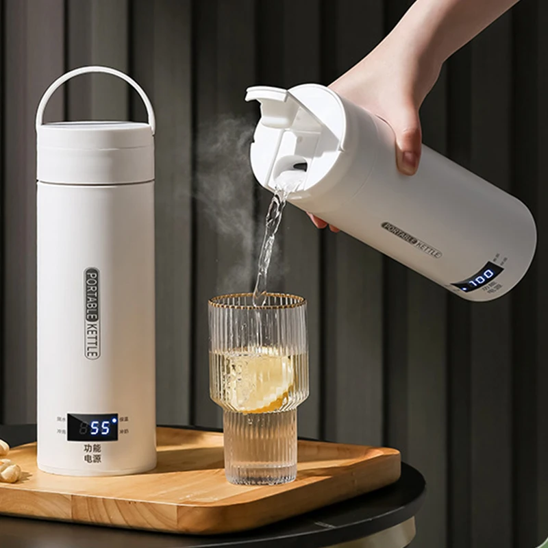 

450ML Electric Kettles Portable Tea Coffee Kettle Travel Boil Water Thermal Cup Anti-Scald Water Bottle English Menu