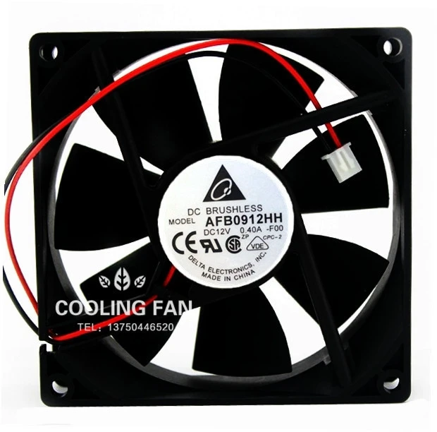 Delta Electronics AFB0912HH DC 12V 0.40A 90x90x25mm 2-Wire Server Cooling Fan