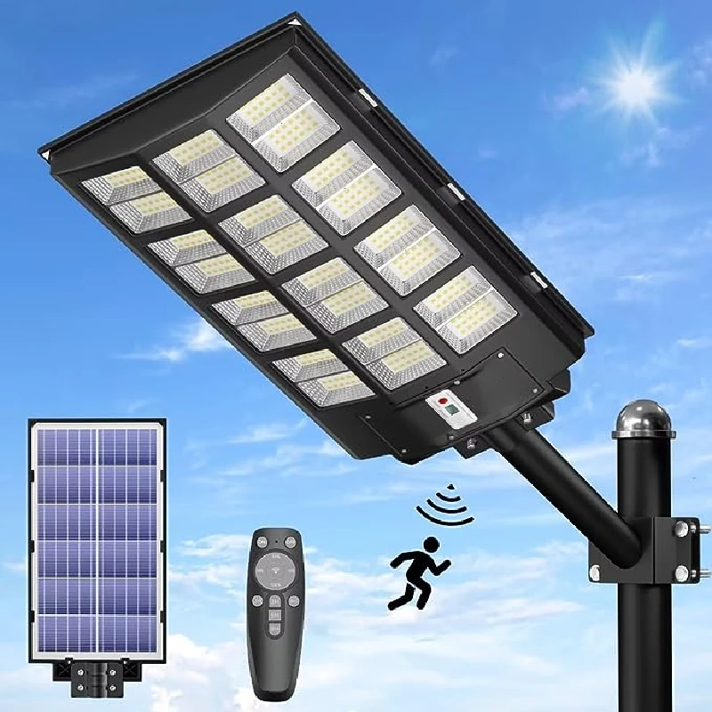 800W Solar Street Lights Outdoor 6500K Solar Parking Lot Lights Dusk to Dawn IP67 Waterproof Solar Security Flood Lights Decor