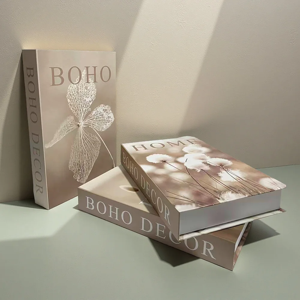 

Boho Natural Landscape Decoration Storage Box Fake Books Living Room Decorative Hotel Coffee Table Bedroom Aesthetic Home Decor