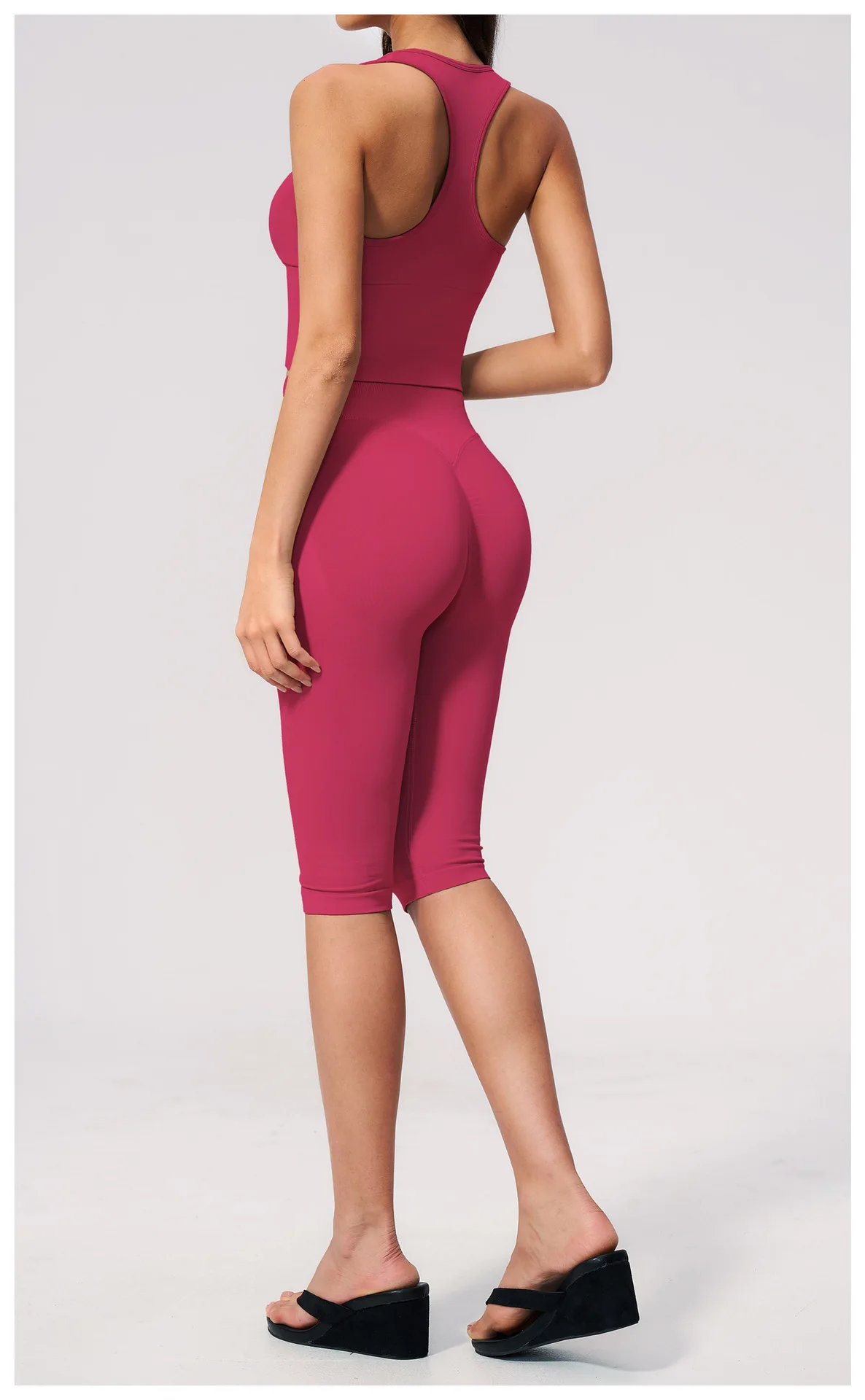 Yoga Suit 2PCS Women Sports Bra High Waist Capri Pants Shorts Athletic Wear Outfits Gym Set Fitness Workout Clothes Sportswear