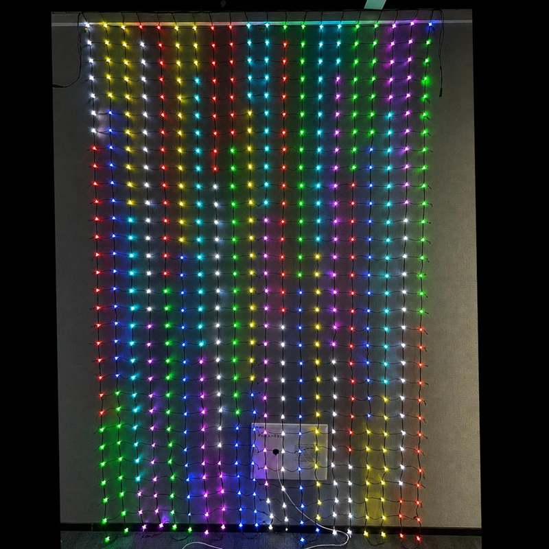 DC12V 10cm Pitch Addressable WS2811 RGB Smart LED Flexible Seed Flexible Matrix Grid Screen Lights IP67 Black Width 2m* Height3m