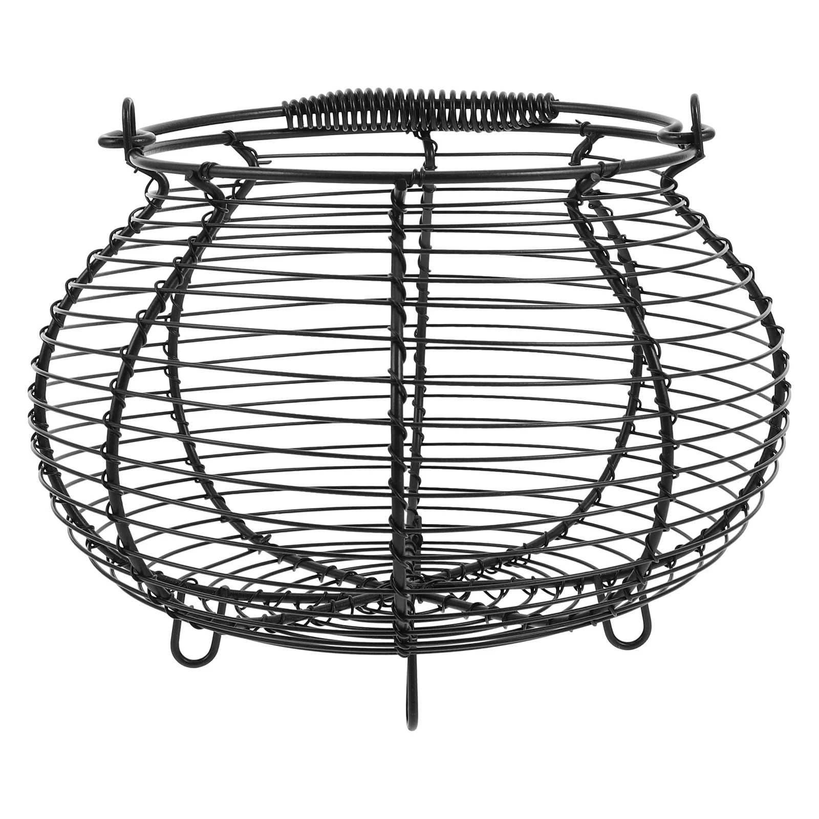

Round Iron Wire Basket Portable Handle Kitchen Storage Fruits Vegetables Eggs Vintage Design Grocery Organizer