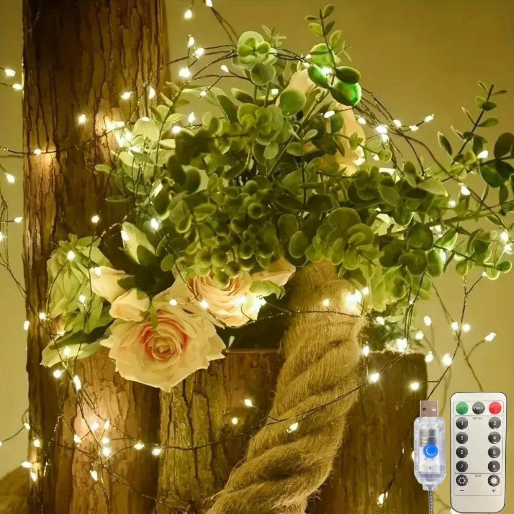 USB Dark Green LED Firecracker Light with 8 Flashing Modes for Decorating Christmas Trees, Ceilings, Bedrooms, windows