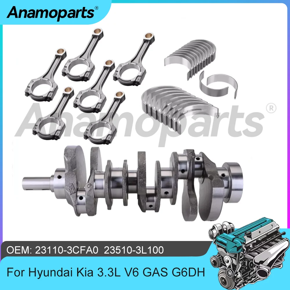 

Комплект подшипников шатуна коленчатого вала двигателя G6DH подходит для 3.3 L V6 GAS для Hyundai Azera Santa Fe XL Fe Kia Sedona Sorento 3.3L 13-21