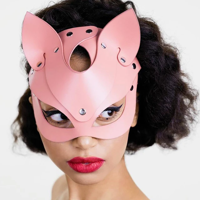 赤 Pu レザーマスクセクシーな大人の目キツネコスプレ顔女性男性セックスエロ衣装パーティーハロウィンマスクコスプレおもちゃの顔