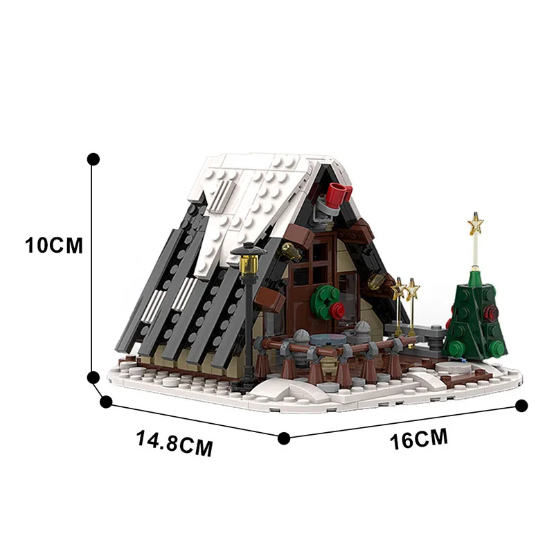 MOC – ensemble de blocs de construction de chalet de noël, fée d'hiver, maison de neige, cabine du pays des merveilles, jouet de bricolage pour enfants, cadeaux d'anniversaire et de noël