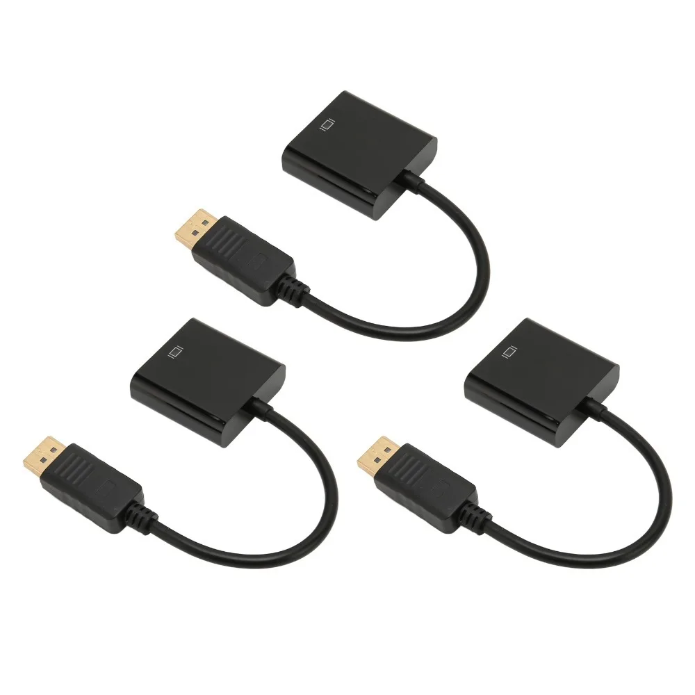 3PCS 1080P DisplayPort To DVI Adapter Gold Plated Connector DP To DVI Adapter Cable Unidirectional DP Conversion Cable