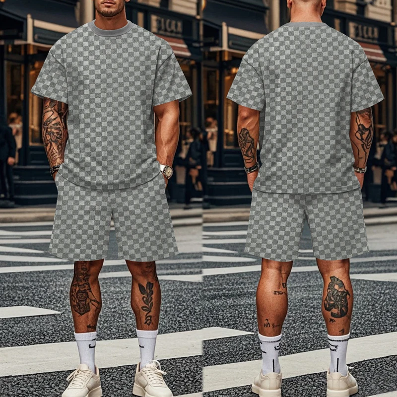 2024 Cross-border Europe and the United States summer new men's short sleeve shorts sports and leisure men's suit