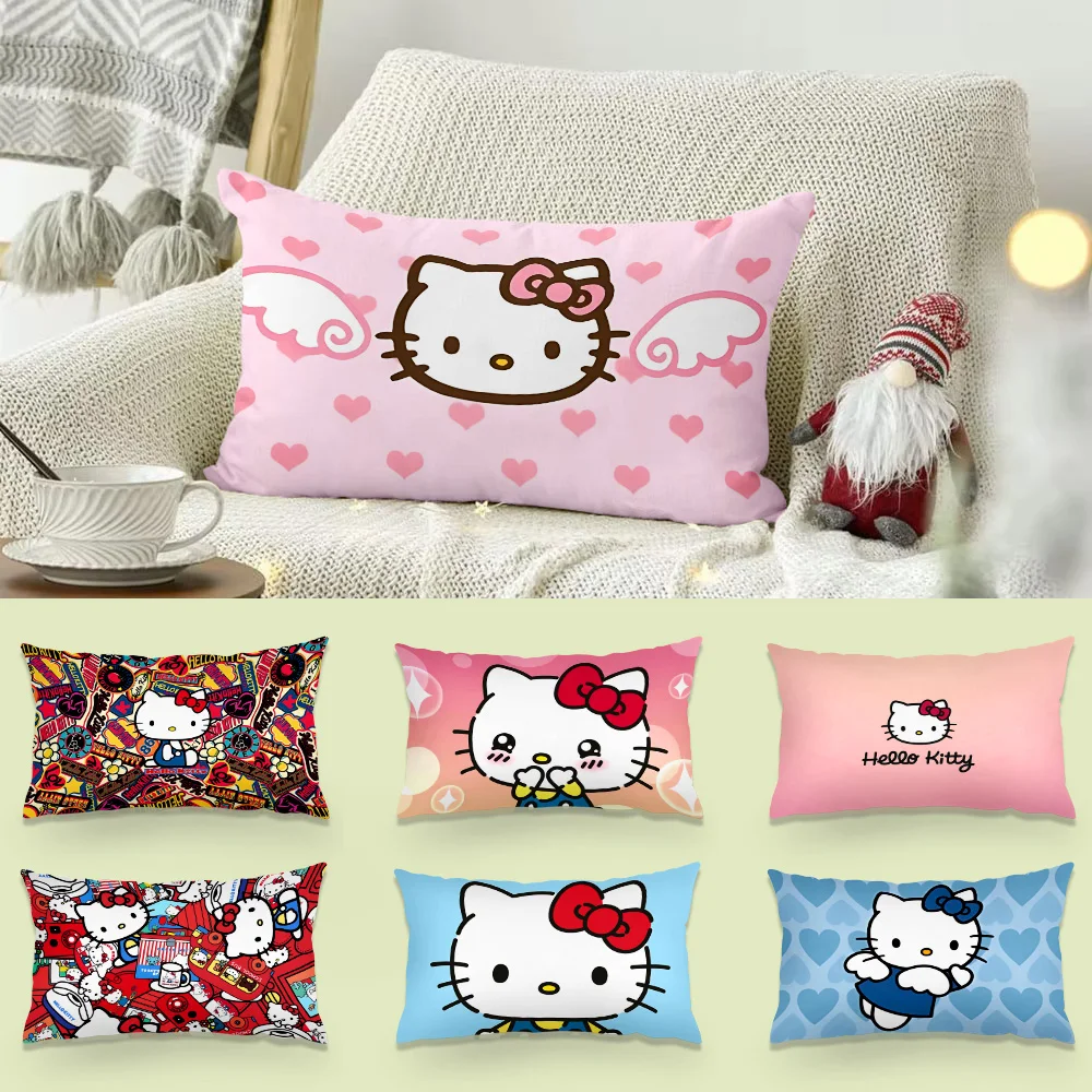 Cartoon cute Hello Kitty Pillow Covers Cartoon Sofa Decorative Home Double-sided Printing Short Plush Cute Cushion Cover