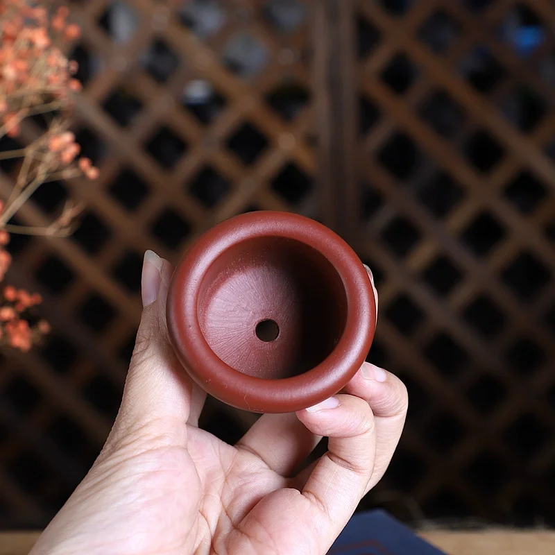 Round Ceramic Bowl for Garden, Red Clay, Purple Sand, Bonsai Pot, Nature Color, Traditional Chinese Shape, Home Table Decoration