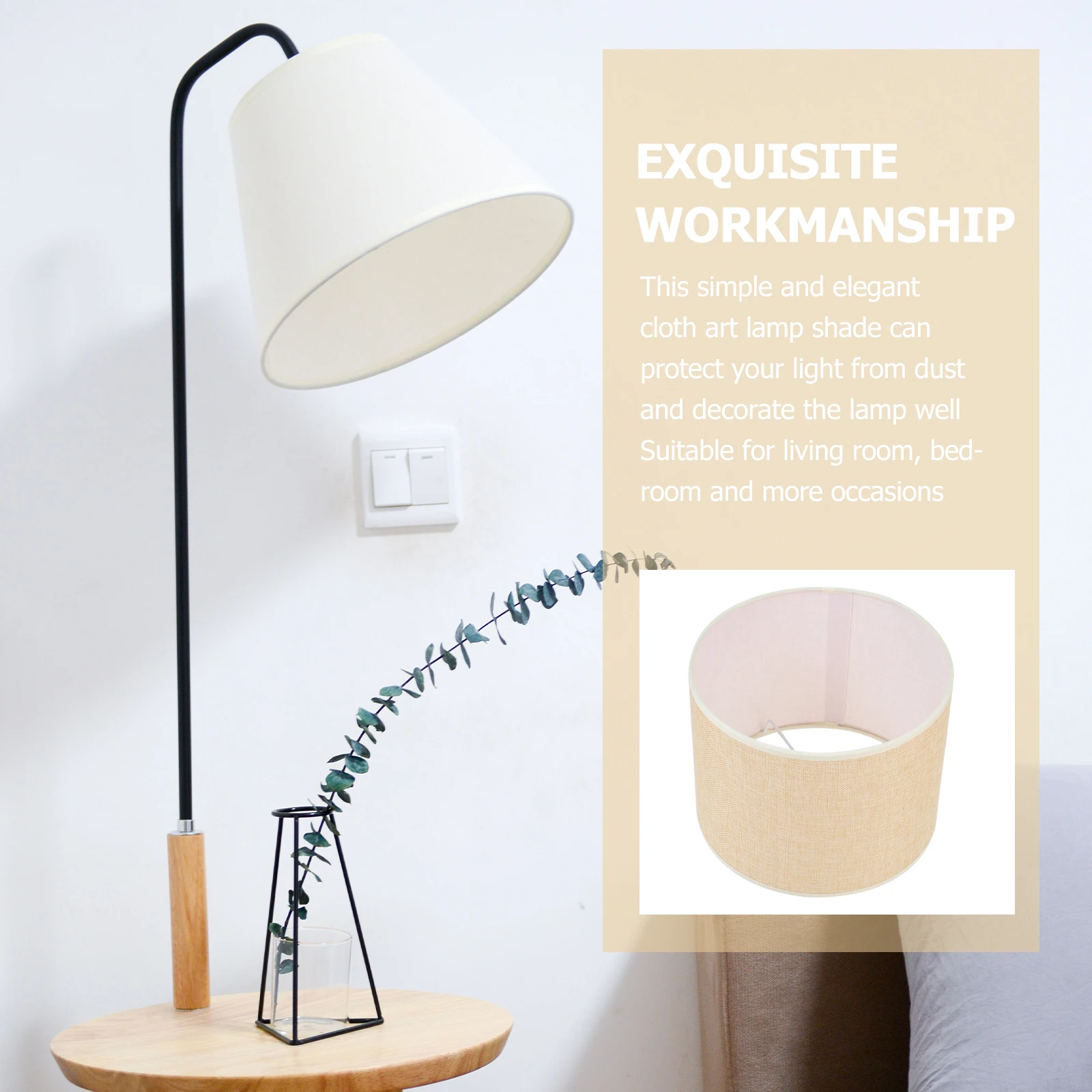 

Coffee Linen Lampshade Decor Cylindrical Vintage Light Cover Cloth Shade Multi purpose Protection Dust Resistant