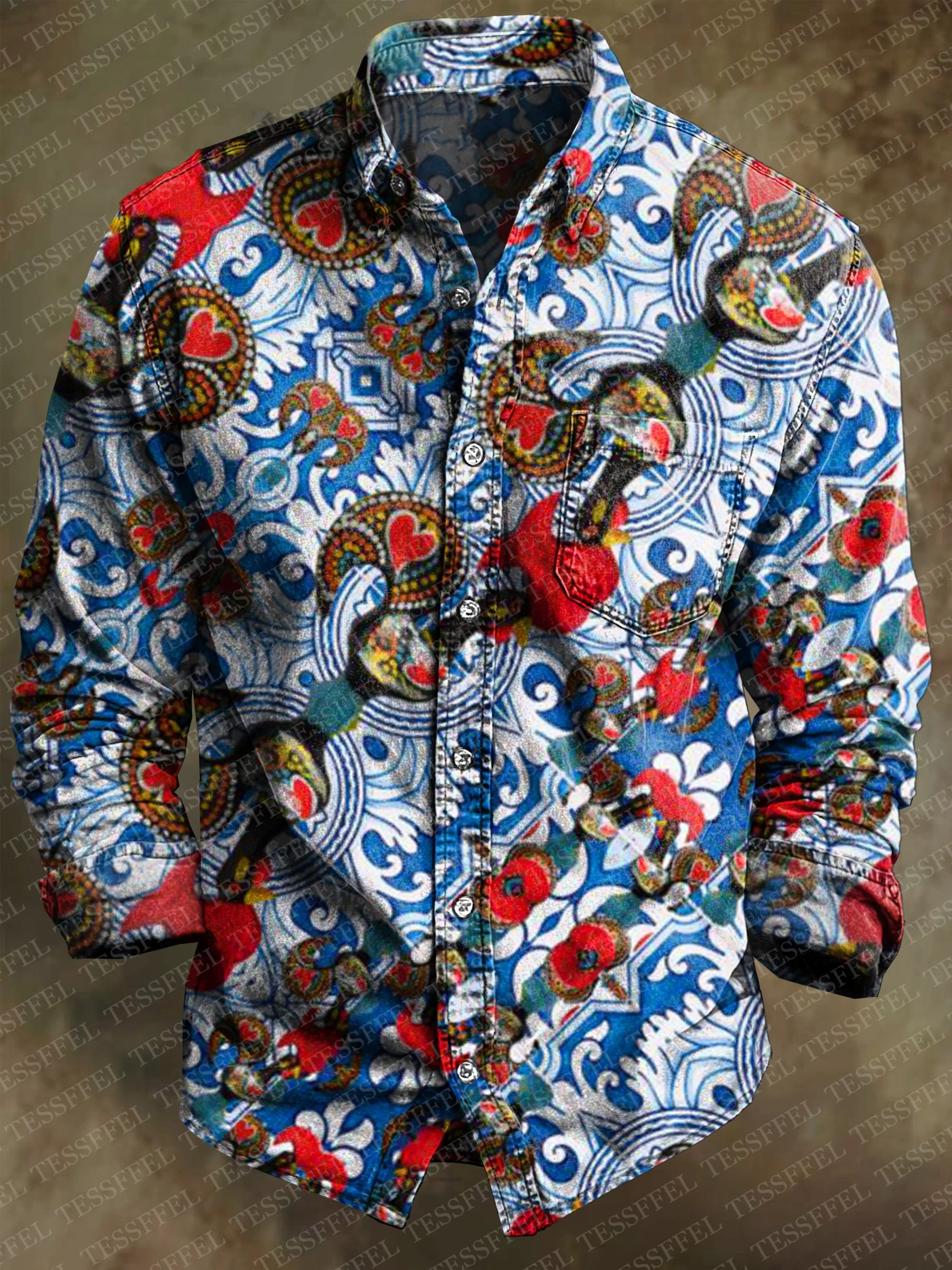 

NewFashion Винтажные граффити с цветочной татуировкой Ретро рубашки поло с 3D принтом Harajuku Осенние повседневные рубашки с длинными рукавами и воротником 8