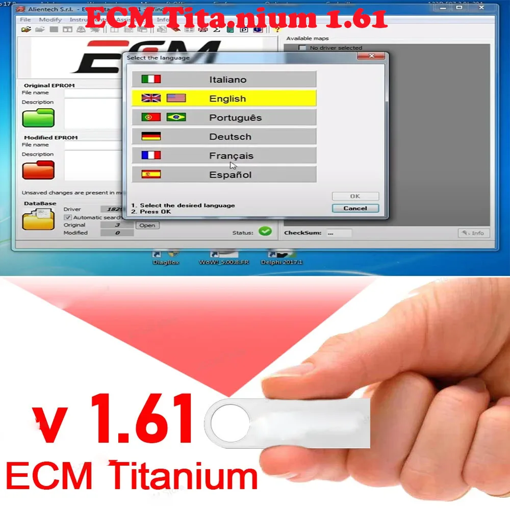 ECM 티타늄 1.61 26000 obd2 스캐너 소프트웨어 + 드라이버 ECM 18259 + 드라이버 포함 ECU 자동차 정비 도구 윈도우 10 지원
