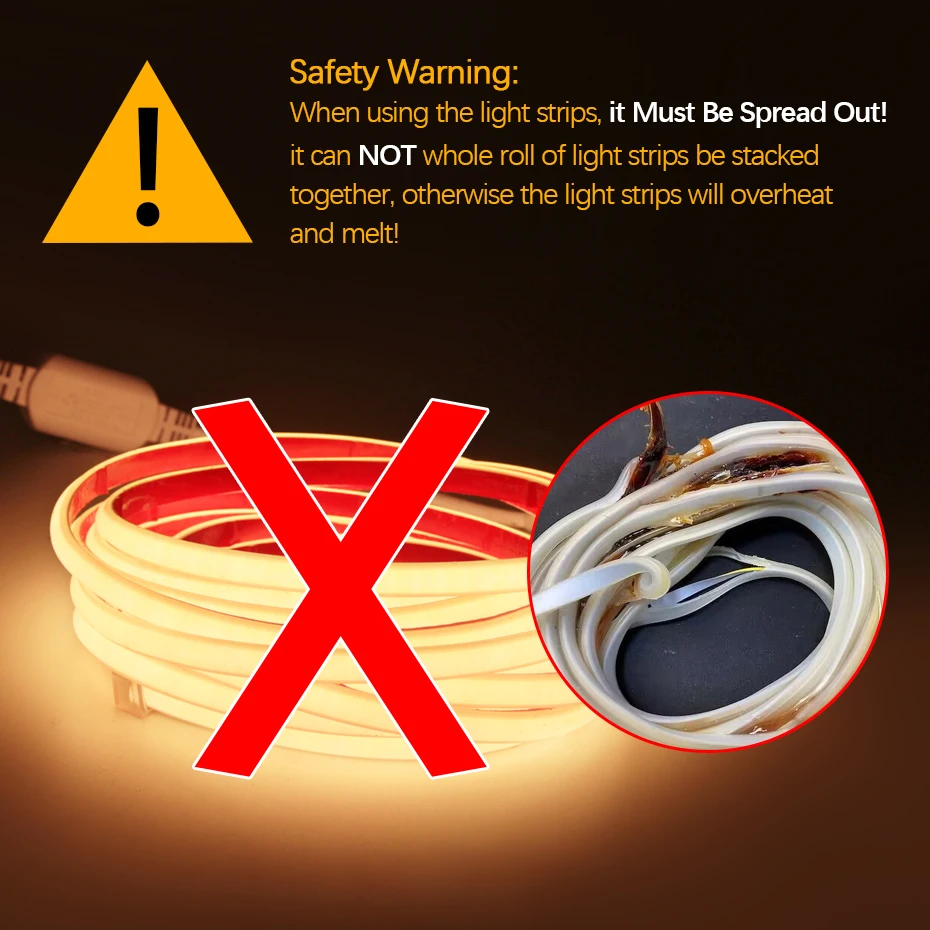 220V Flexible COB Strip Light Adhesive Tape 288LEDs/m EU Power Plug  Led Ribbon IP65 Waterproof Led strip for Home Decor