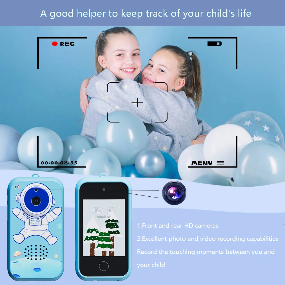 キッズスマートフォンおもちゃ 32GB カード付き タッチスクリーン デュアルカメラ 携帯電話 好ましい誕生日プレゼント 電話遊び 男の子と女の子用