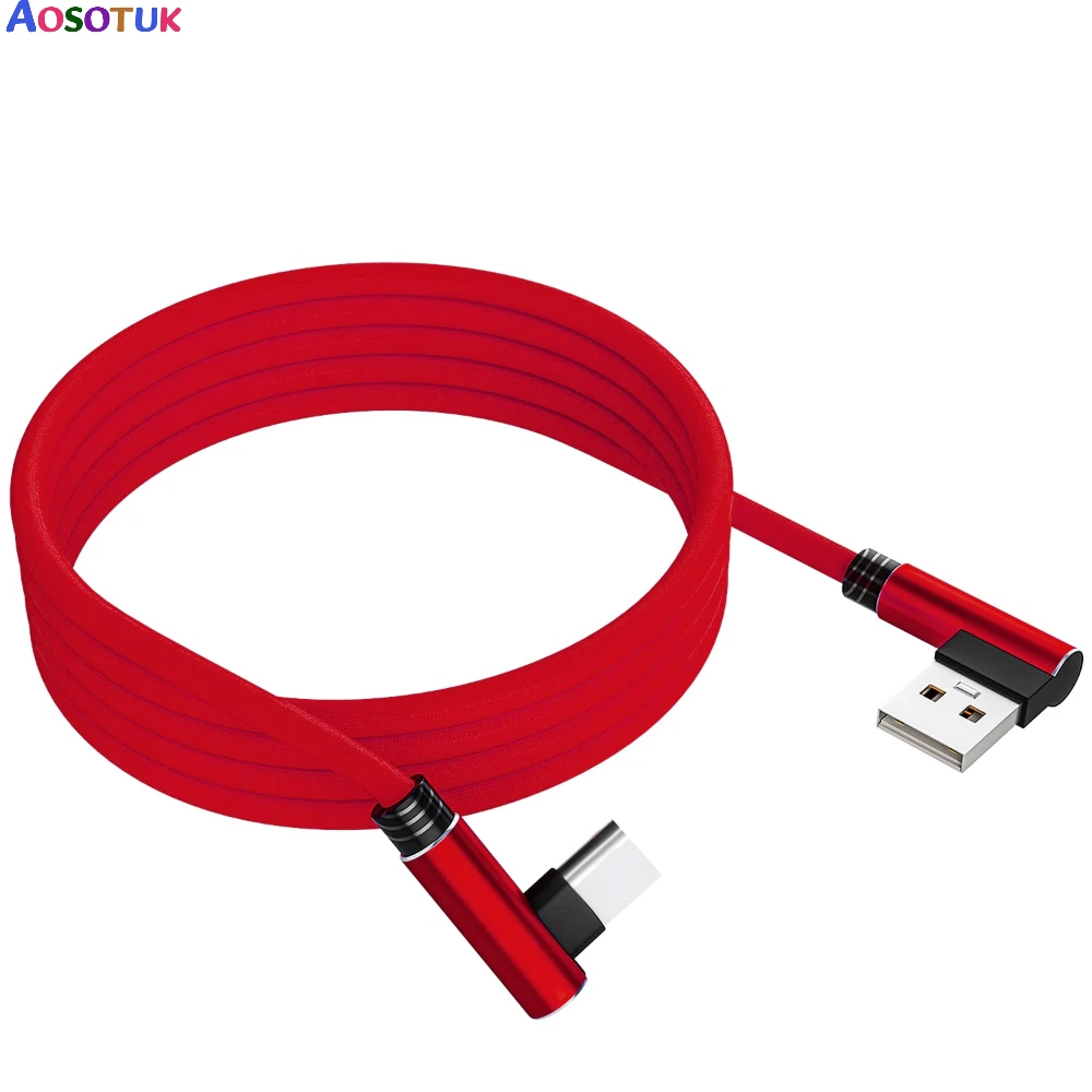 Fast Short Double Elbow 90 Degrees Braided USB Cable Type C For Redmi Note 8 Samsung note 10 Huawei P30 Pro POCO F5 USB C Cables