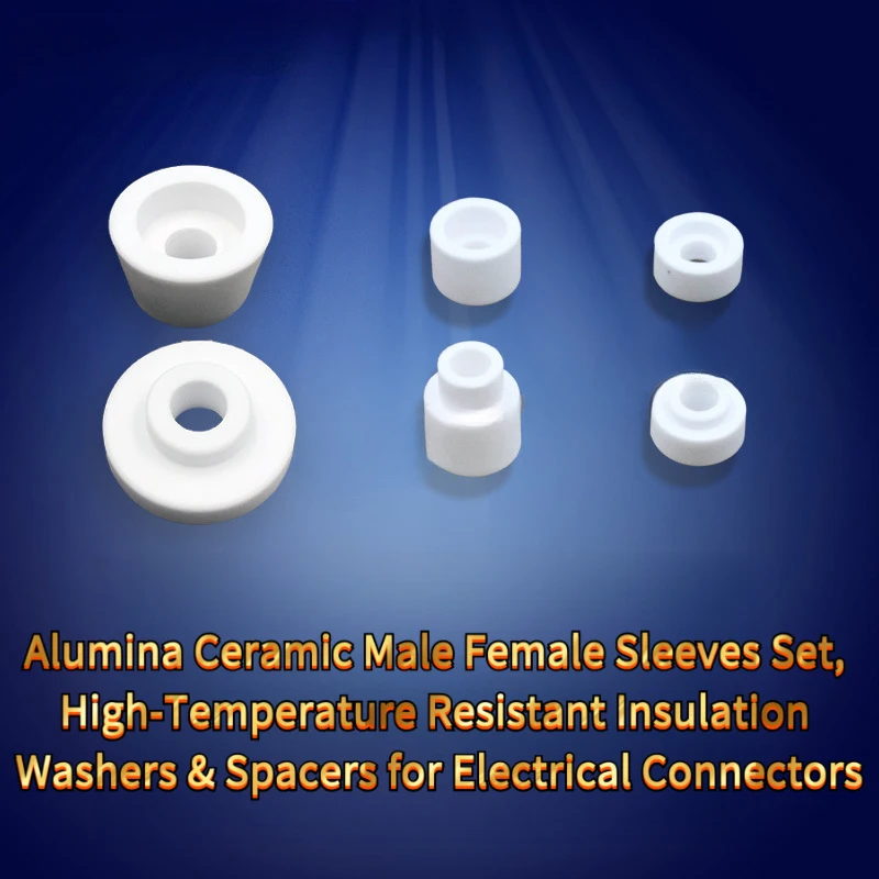 Alumina Ceramic Male Female Sleeves Set, High-Temperature Resistant Insulation Washers & Spacers Electrical Connectors