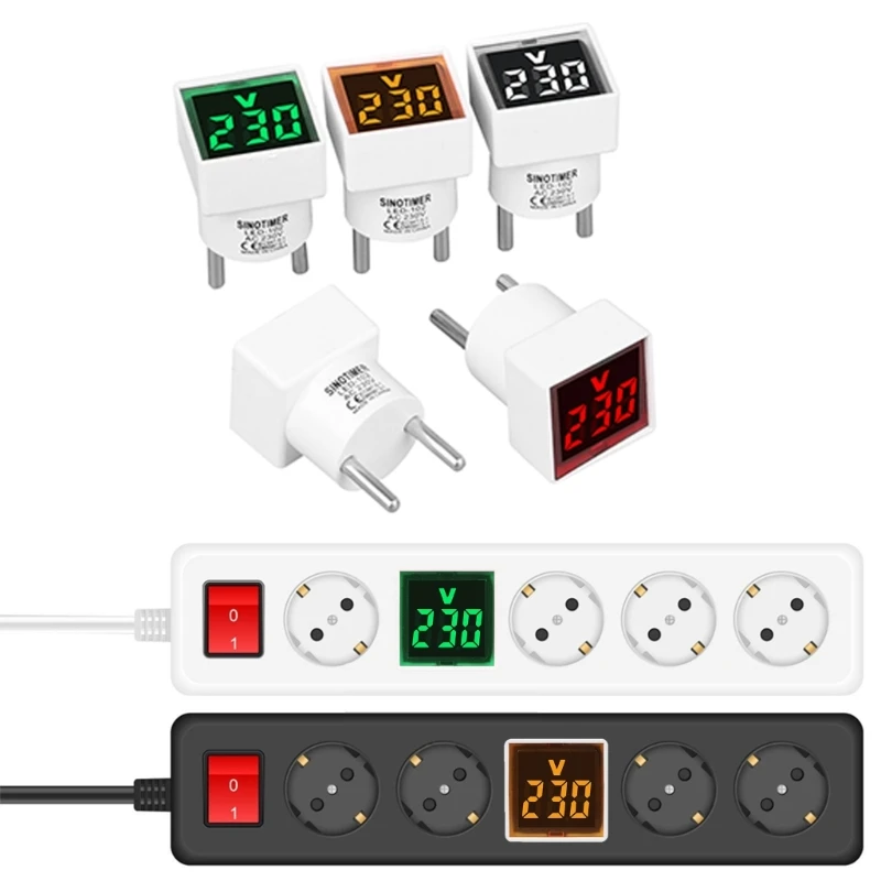 Square AC220V/230V Digital voltages Meter Indicates Display European Plugs Voltmeter Multifunctional Sqaure Meter for Home 40JE