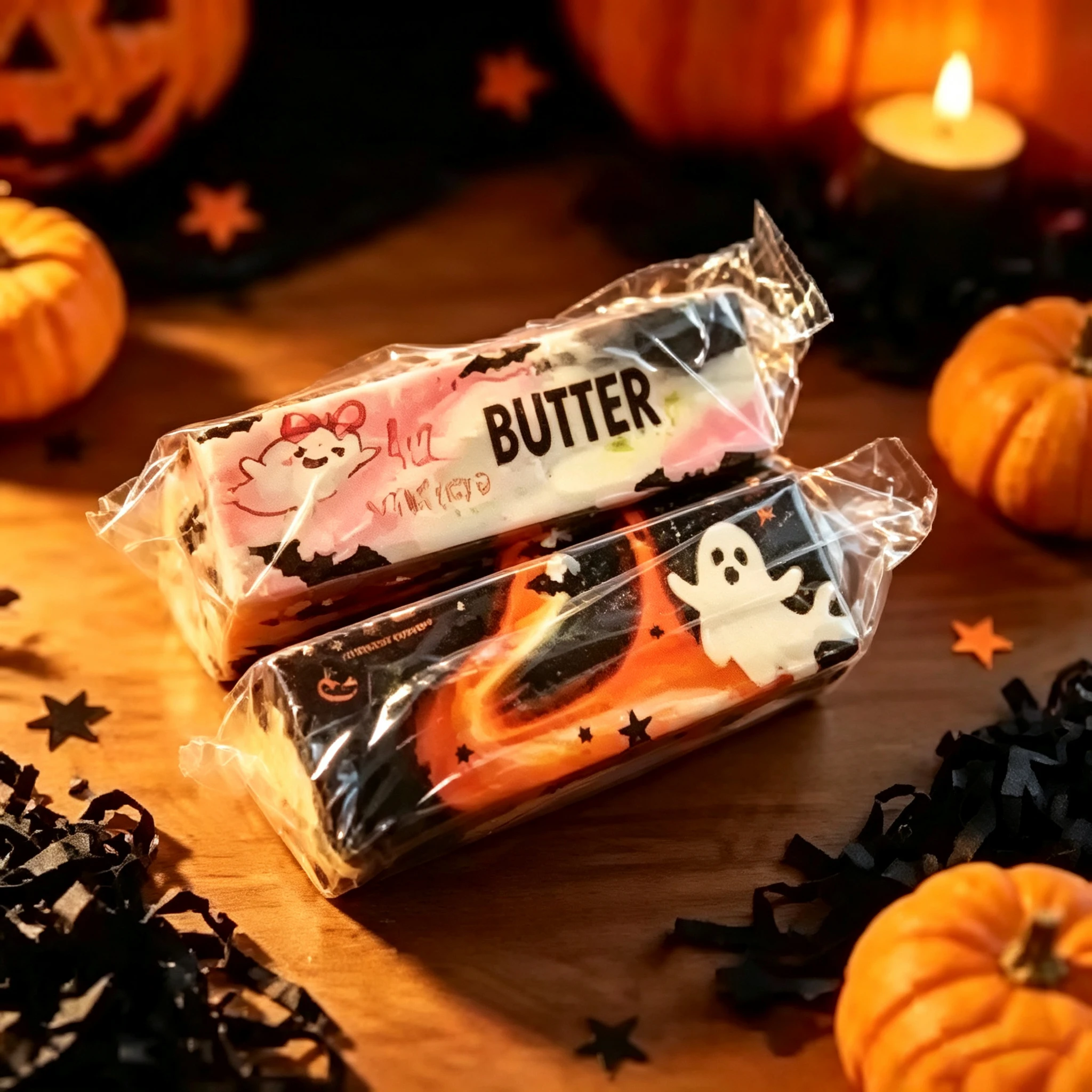 1/3/5 Stück zufällige Halloween-Butterstifte mit Kürbismotiv, fröhlichem Halloween-Aufdruck, zur Stresslinderung, ideales Geschenk für Feiertagspartys – Detail 5