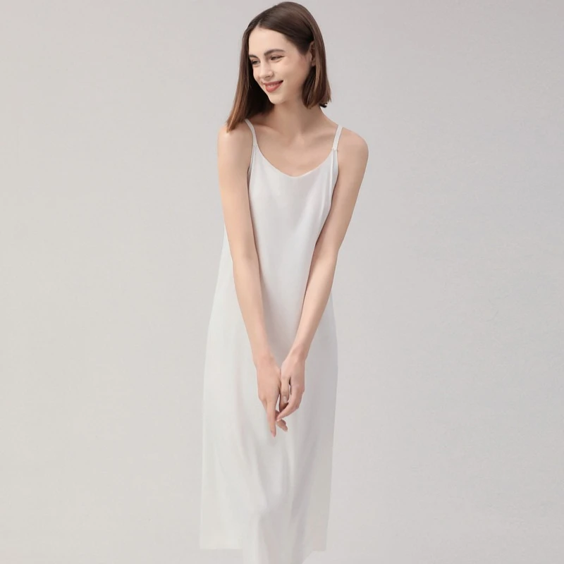 Vestido deslizante anti através do forro saia com seda gelo fino ajuste camisola longa para mulheres respirável verão underskirt peça de camadas